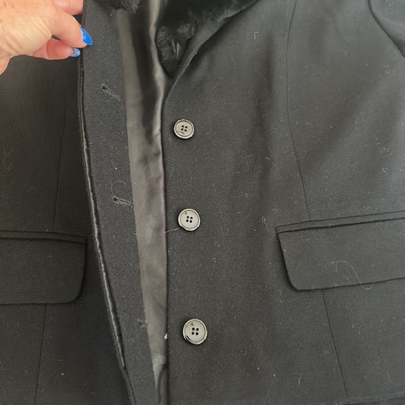 Pendleton Black 100% Virgin Wool lined Blazer Suit Removable Fur Neck 12P VTG - Picture 10 of 17